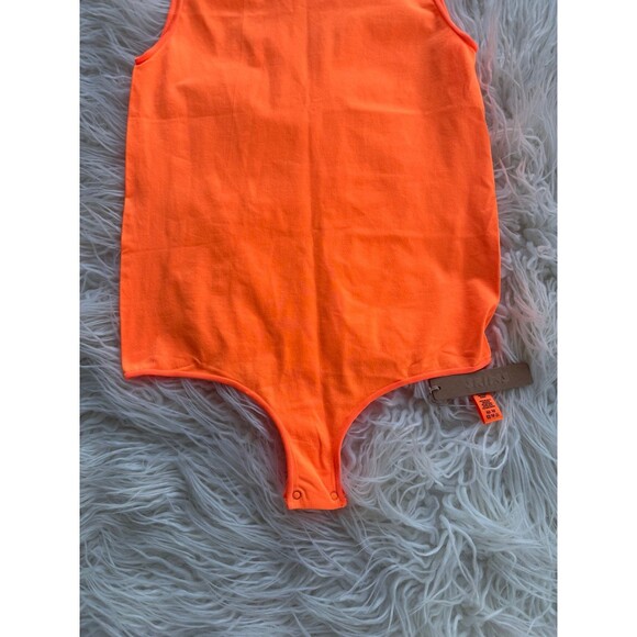 Skims Essential Crew Neck Sleeveless Bodysuit Orange Highlighter L/XL - Picture 6 of 11